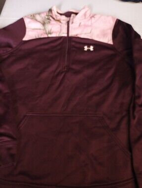 Under Armour Women's Half-Zip Pullover - Maroon with Light Pink Yoke Size Small